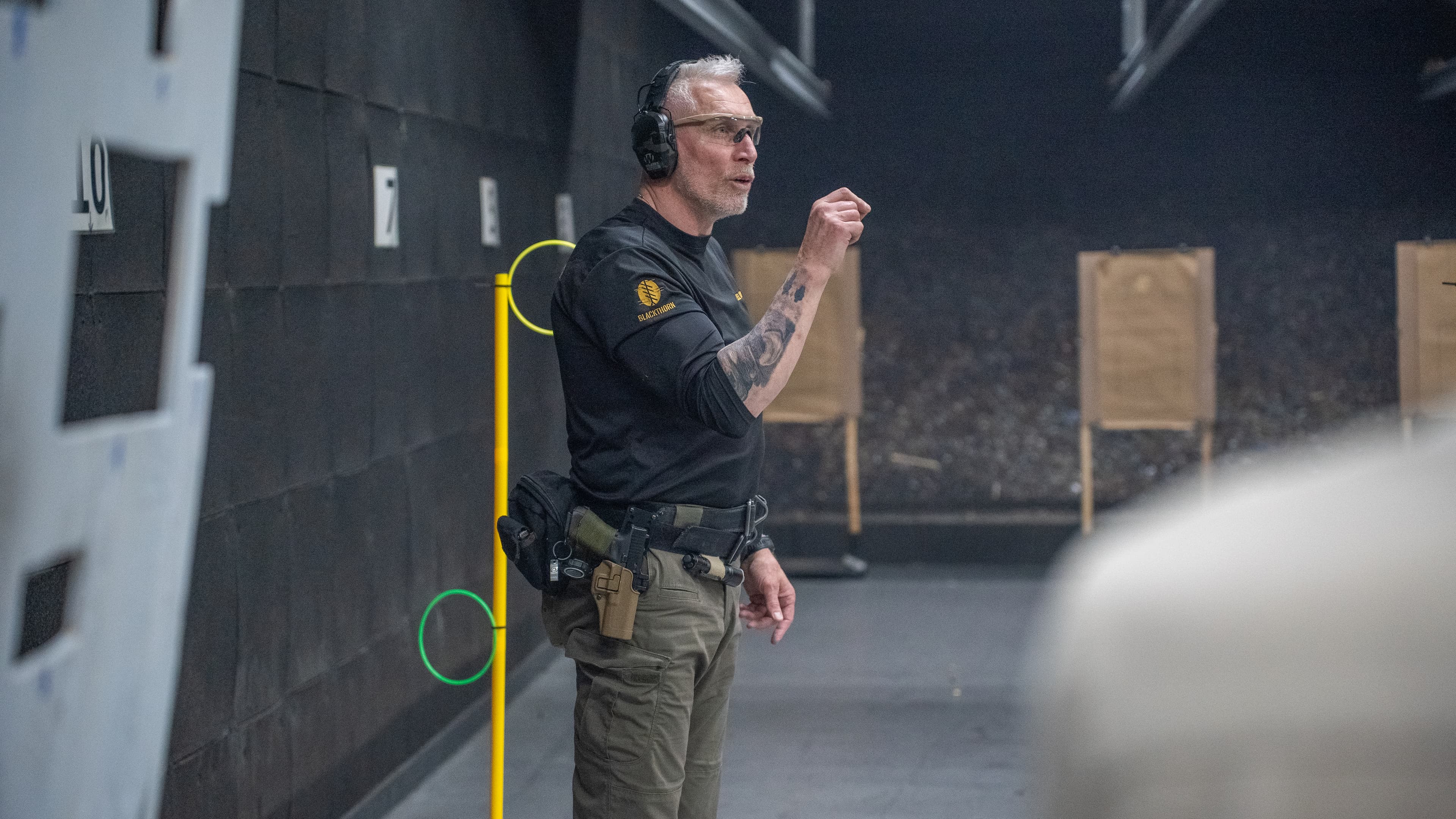 Range kit for the Pistol & Barricade course — pistol, magazines, ammunition