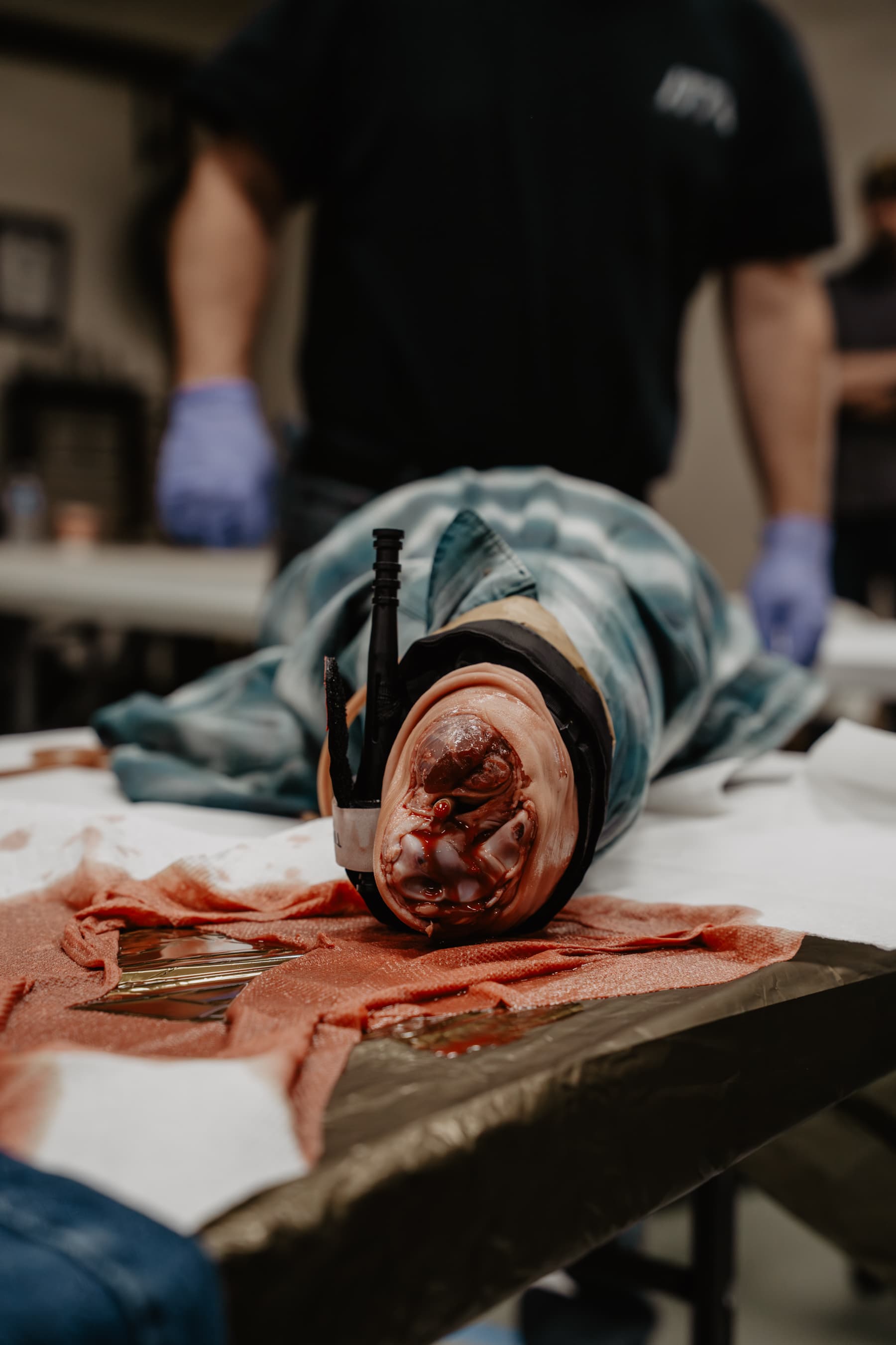 Training manikin used during a tactical medicine drill